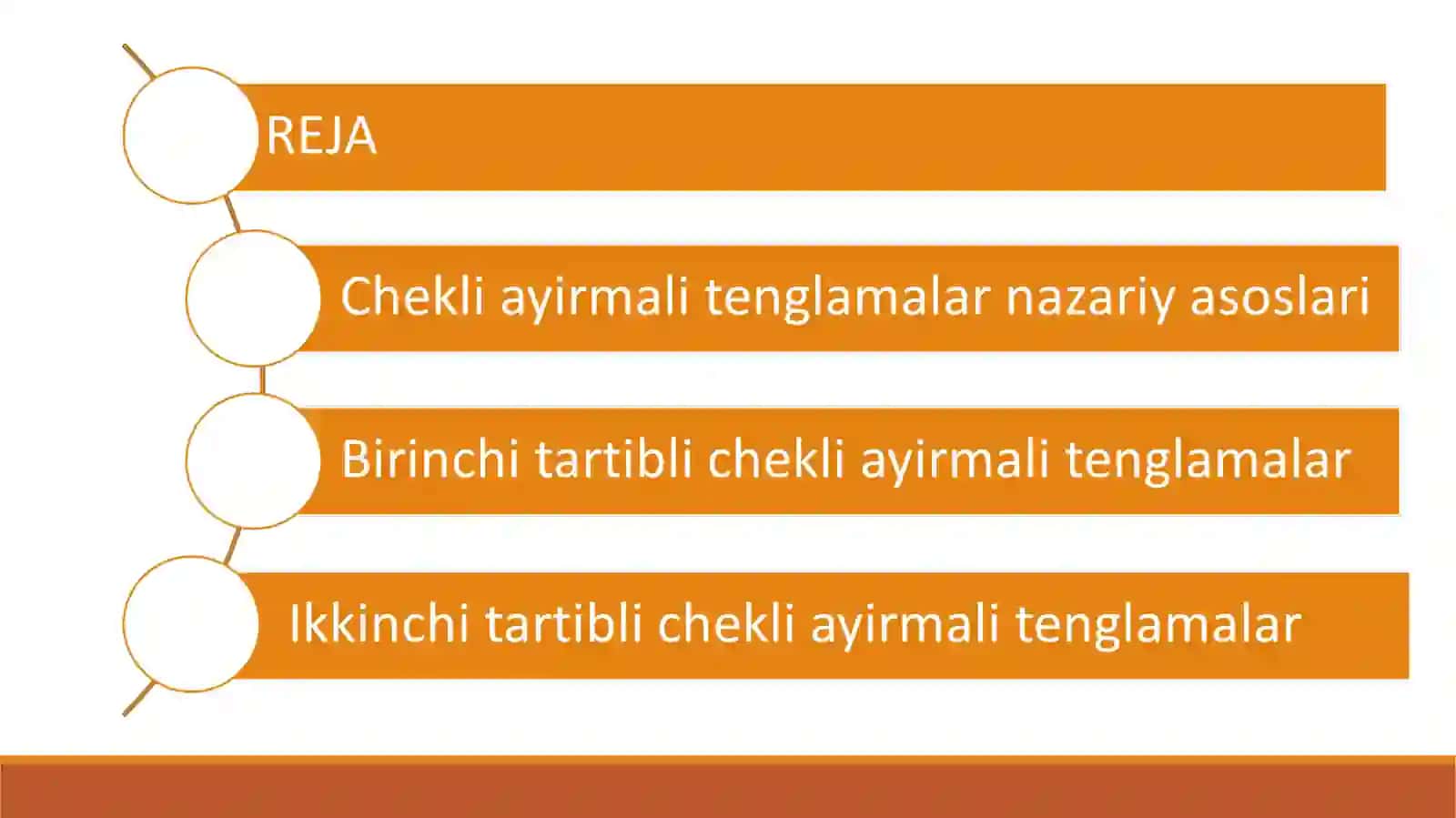 Birinchi va ikkinchi tartibli chekli ayirmali tenglamalar. 2