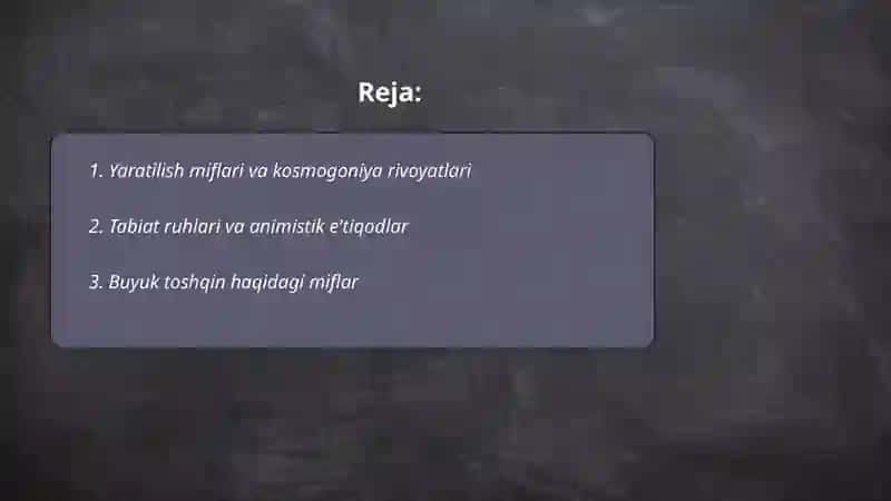 Yaratilish miflari va kosmogoniya rivoyatlari 2