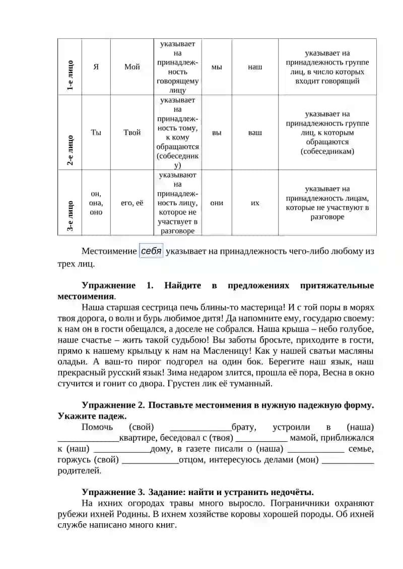 Притяжательные местоимения 2