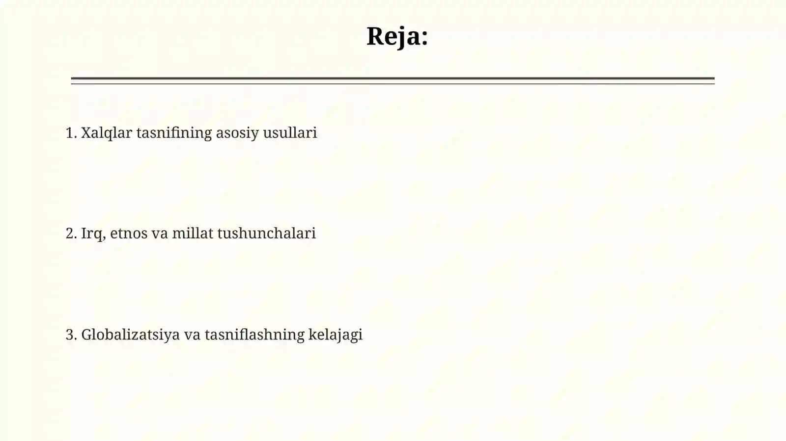 Tarixiy va Antropologik Tasniflar 2