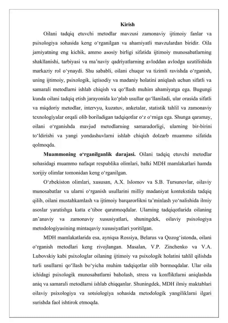 Oilani Tadqiq Etuvchi Metodlar 2