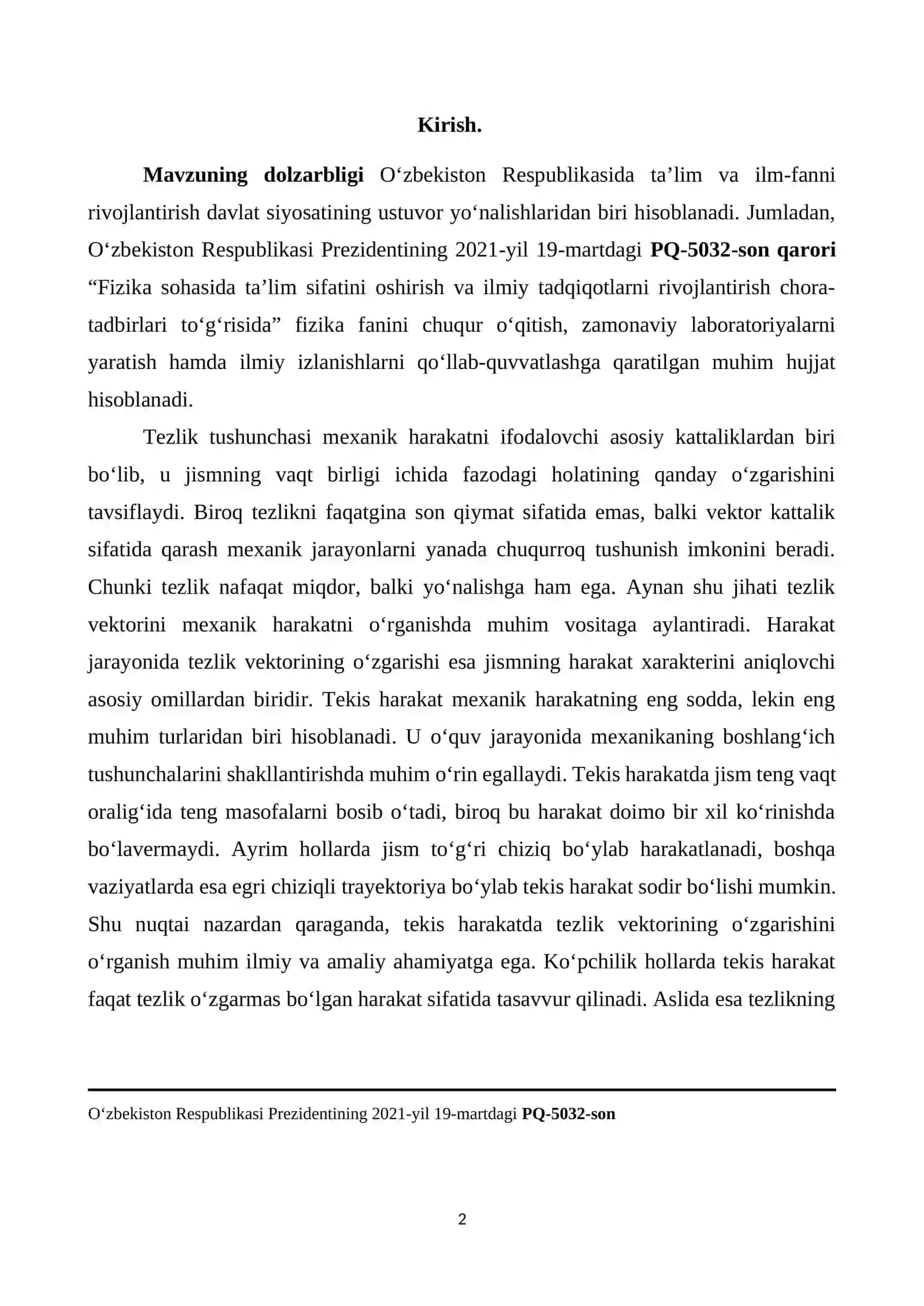 Tekis harakatda tezlik vektorning o‘zgarishi 2