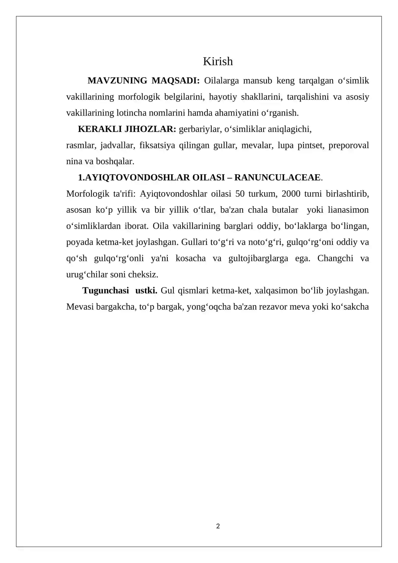 Ko’knoridoshlar oilasi 2