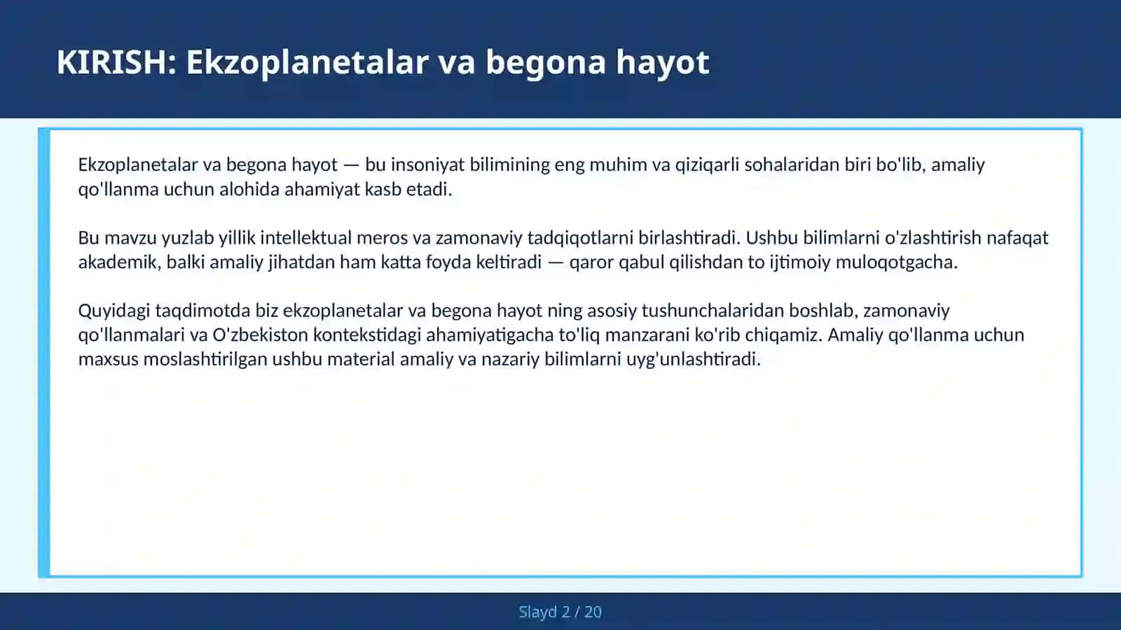 Ekzoplanetalar va begona hayot 2