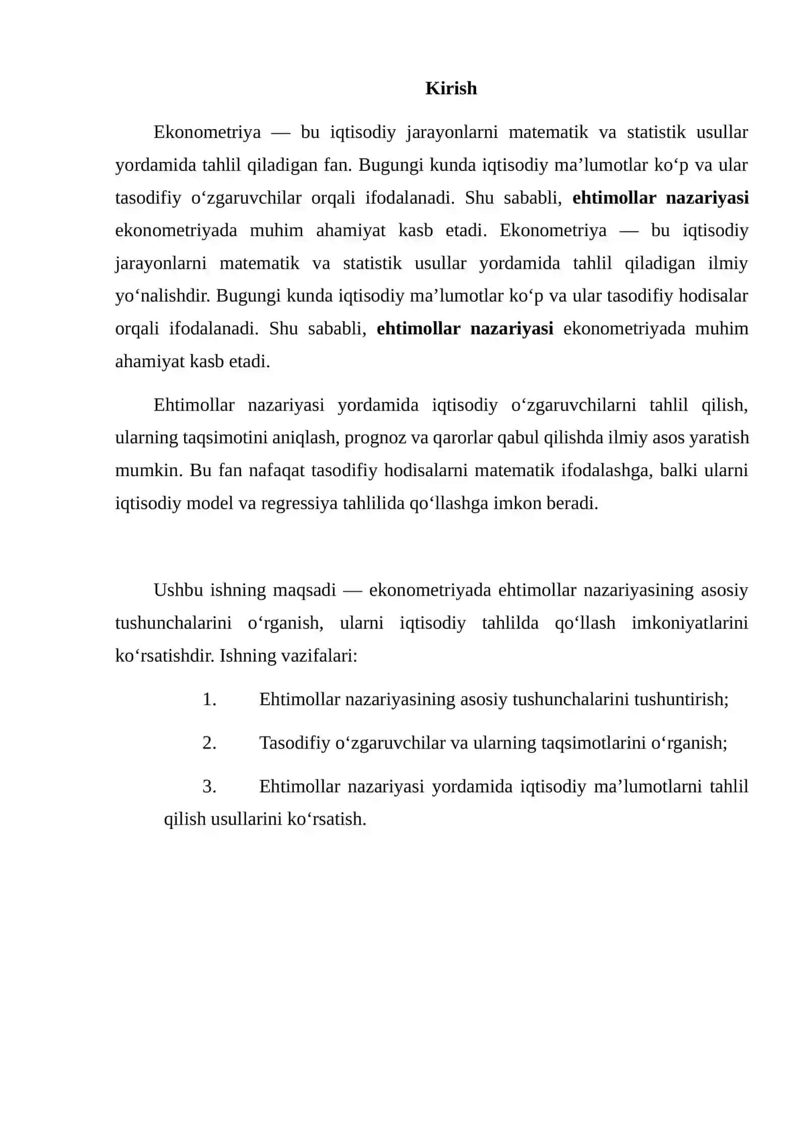 EKONOMETRIYADA EHTIMOLLAR NAZARIYASINING ASOSIY TUSHUNCHALARI 2