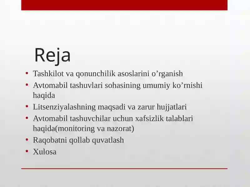 O‘zbekistonda avtomobil tashuvlarini litsenziyalash 2