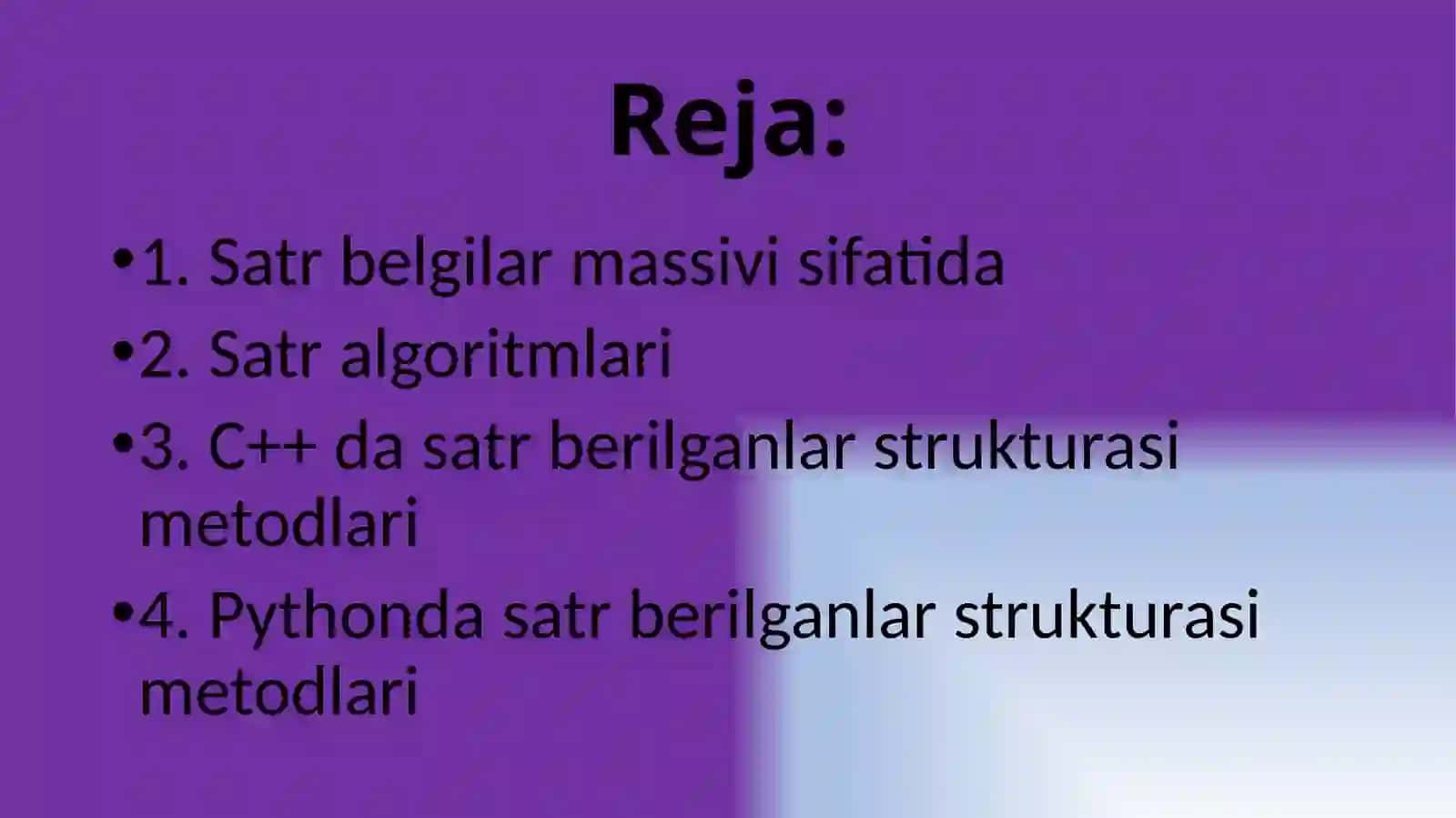 Satr ma'lumotlar tuzilmasi 2