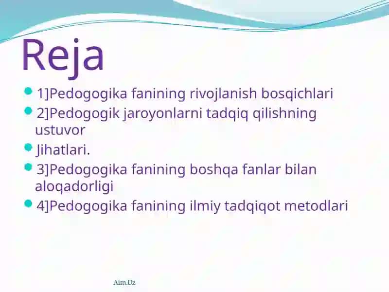 Pedagogika fanining rivojlanish bosqichlari 2