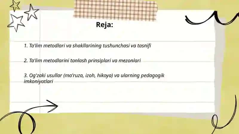 Umumiy pedagogikada ta‘lim metodlari va shakllari 2
