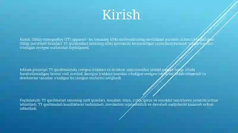 Tibbiy Tomografiya Apparatlarini Ishlash Prinsipi 2