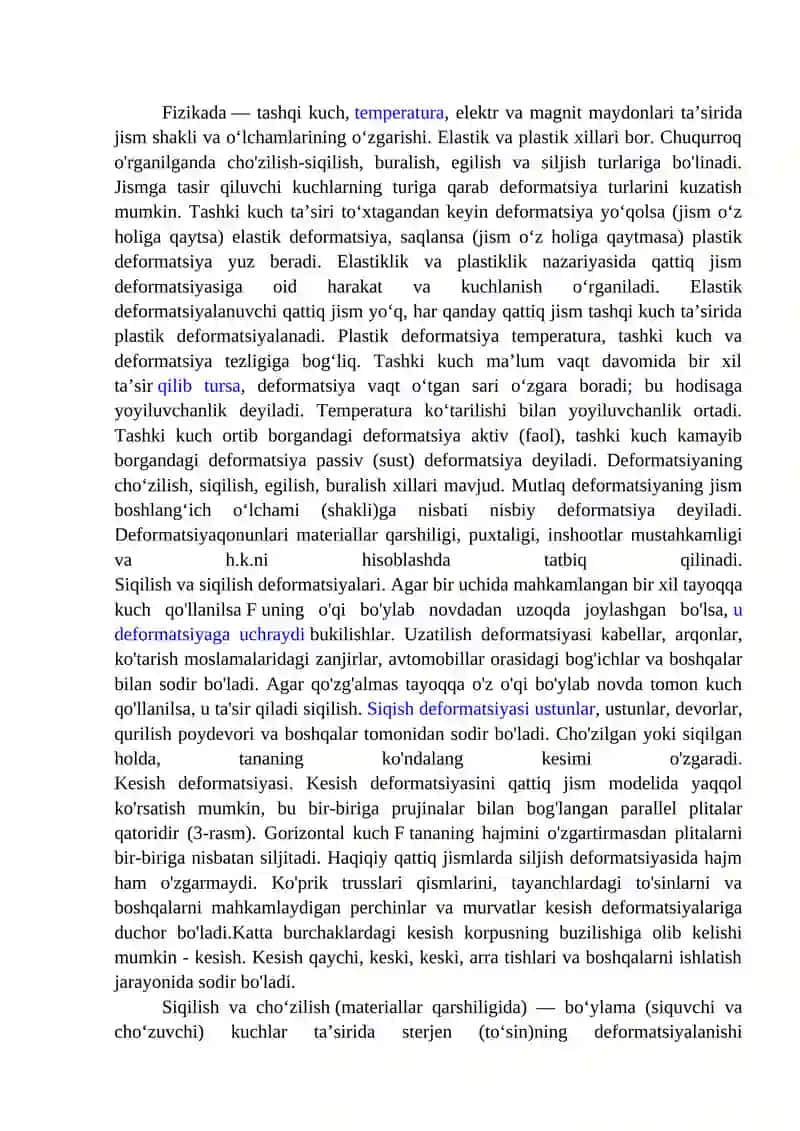 Cho'zilish va siqilish deformatsiyasi 2