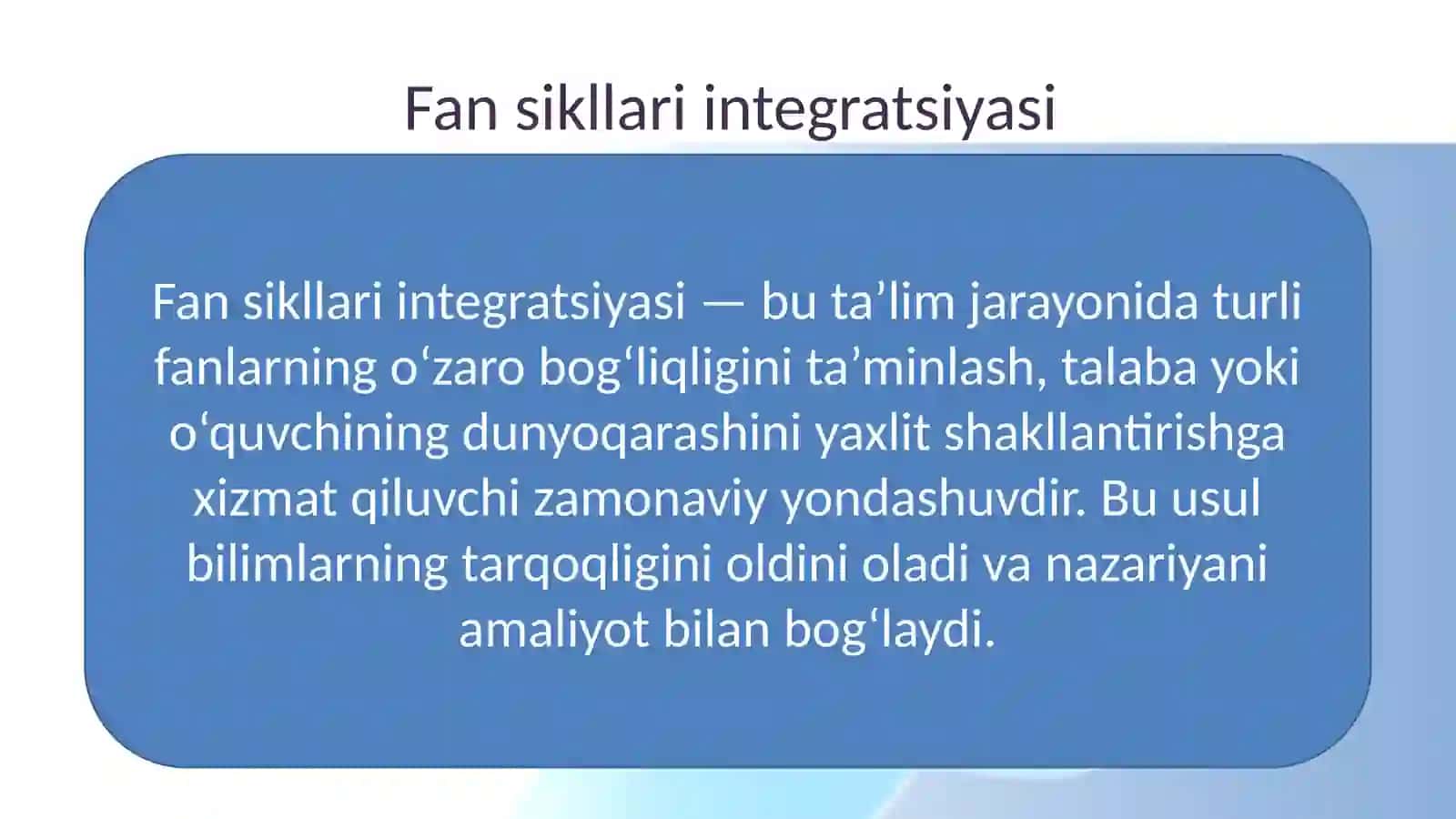 Fan sikllari integratsiyasi 2