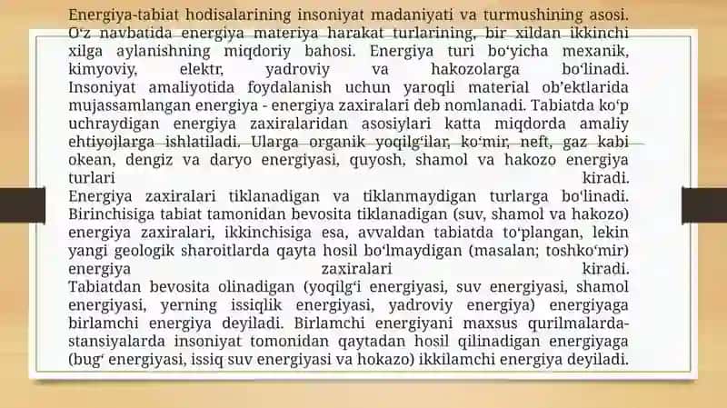 Tiklanmaydigan Energiya Resurslari va Zaxiralari 2