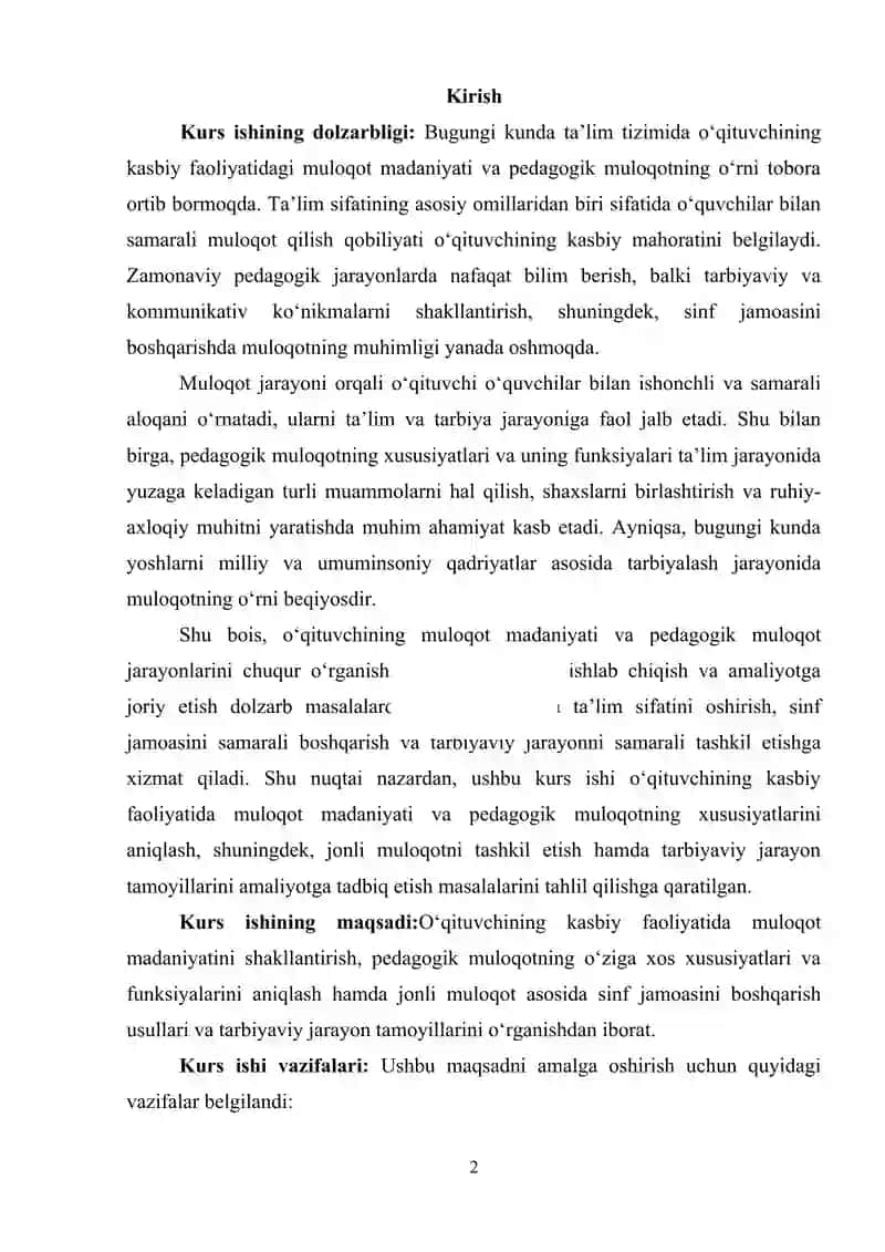 O‘QITUVCHINING KASBIY FAOLIYATIDA MULOQOT VA PEDAGOGIK MULOQOTNING XUSUSIYATLARI 2