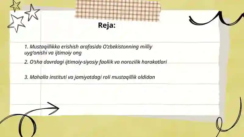 Mustaqillikga erishish arafasida o’zbekiston ijtimoiy 2