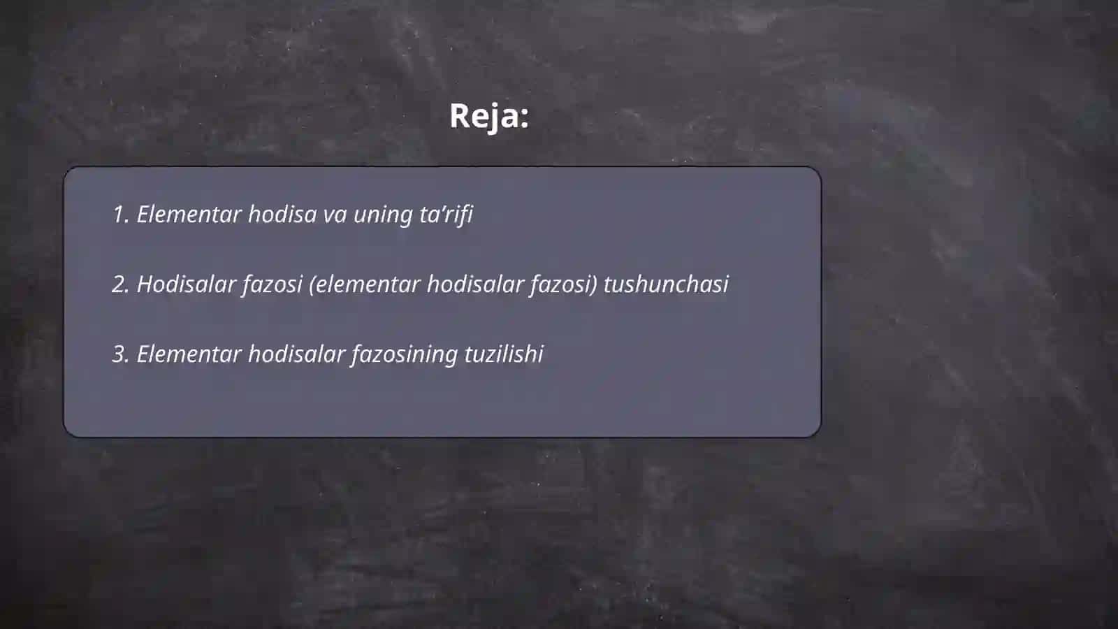 Elementar hodisalar fazosi 2