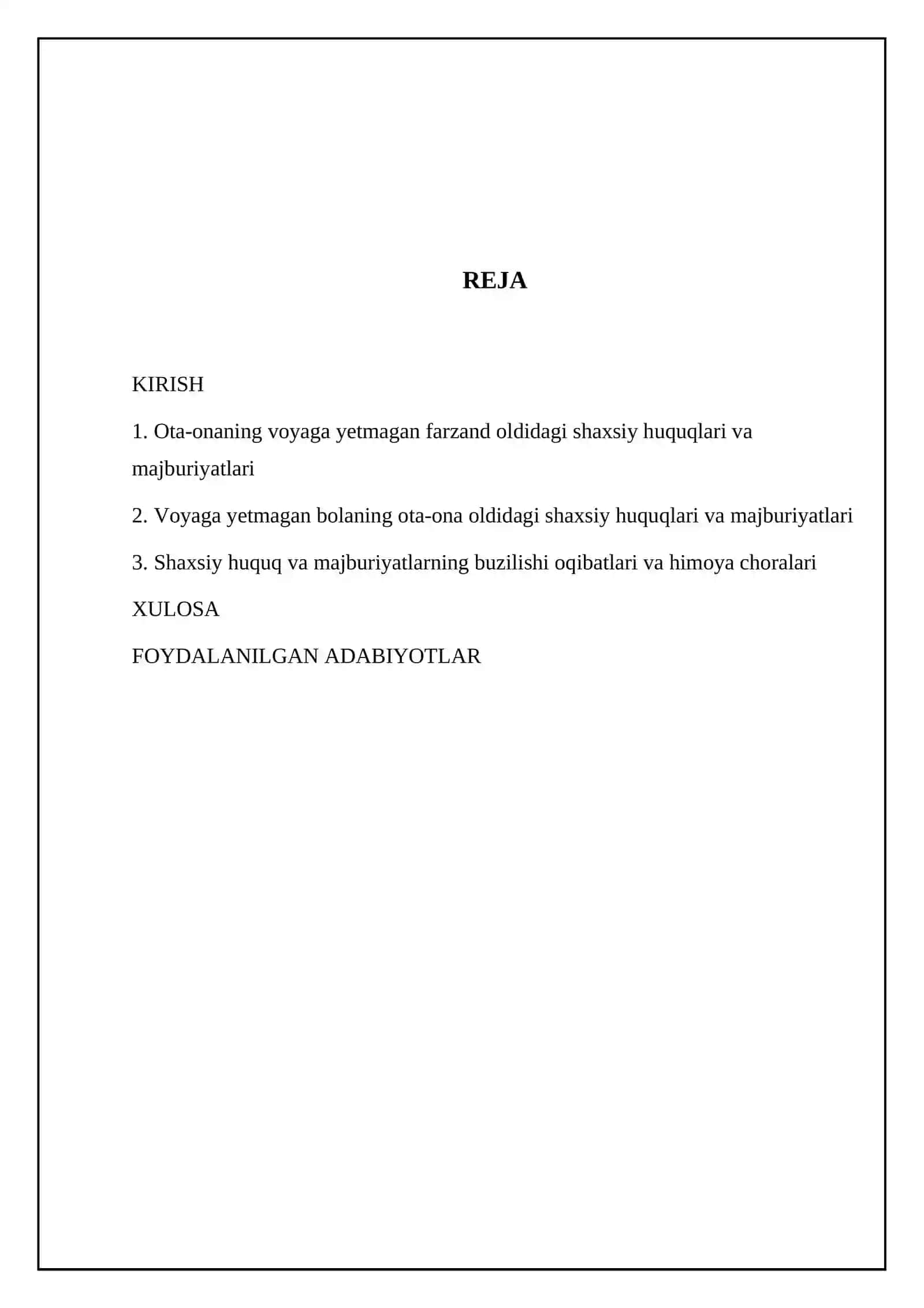 Ota-ona hamda voyaga yetmagan bolalarning shaxsiy huquq va majburiyatlari 2