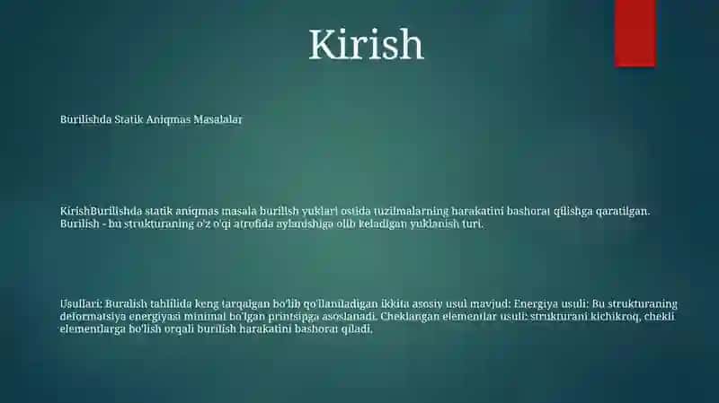 Burilishda Statik Aniqmas Masalalar 2