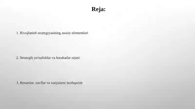 Rivojlanish strategiyasi 2
