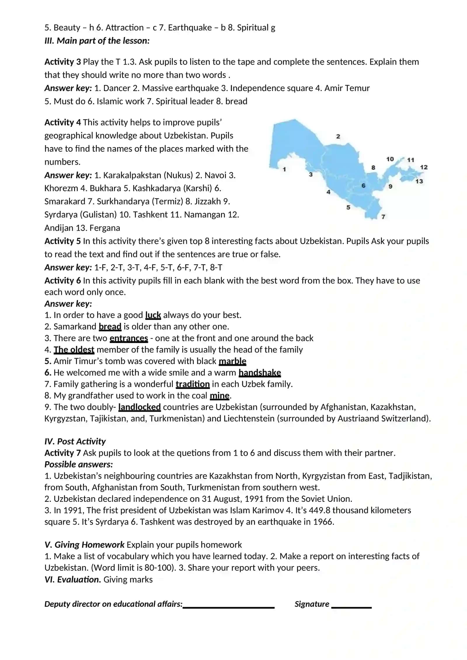 English Teacher Lesson Plan on Uzbekistan 2