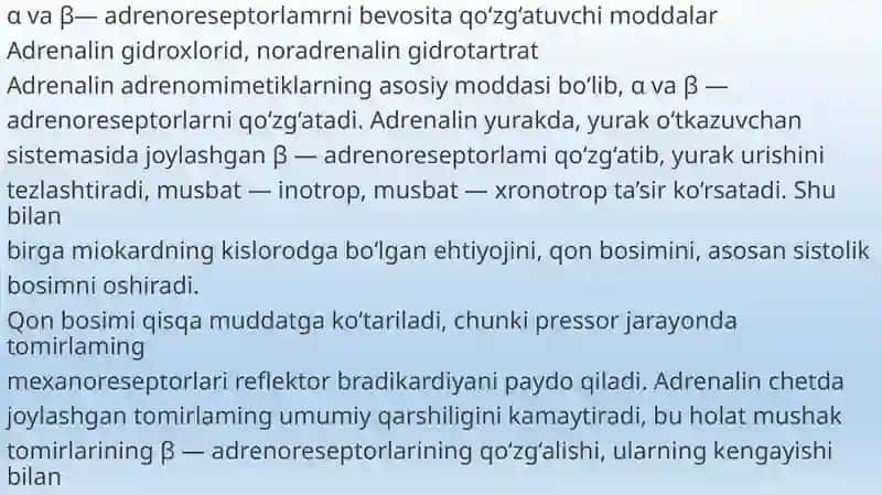 Adrenoretseptorlarni falajlovchi vositalar 2