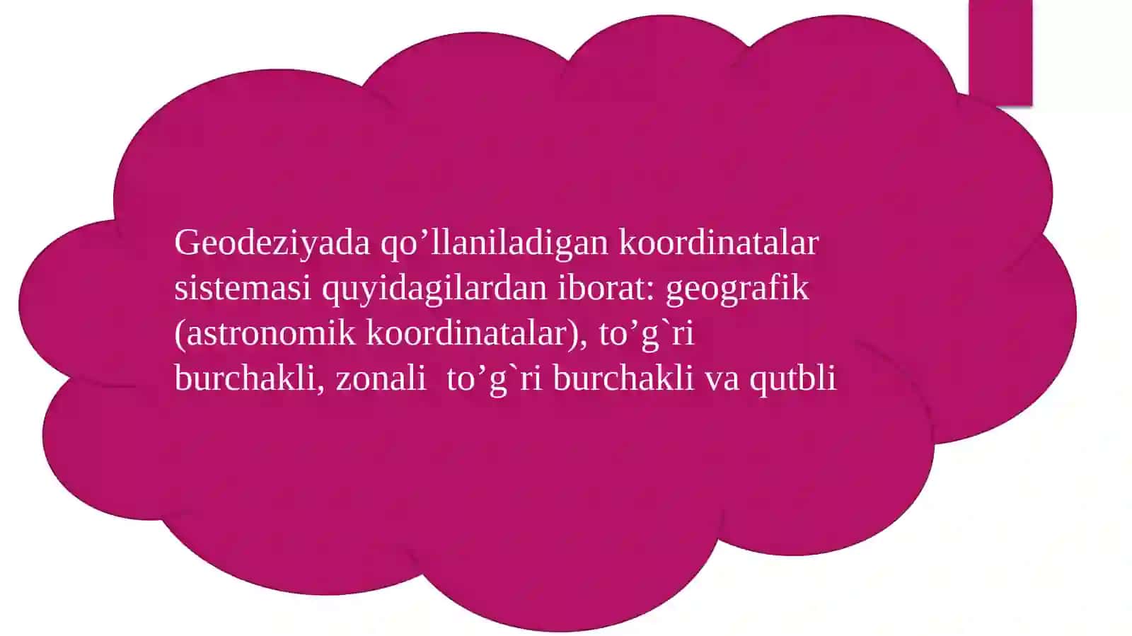 Geodeziyada Qo'llaniladigan Koordinatalar Sistemas 2