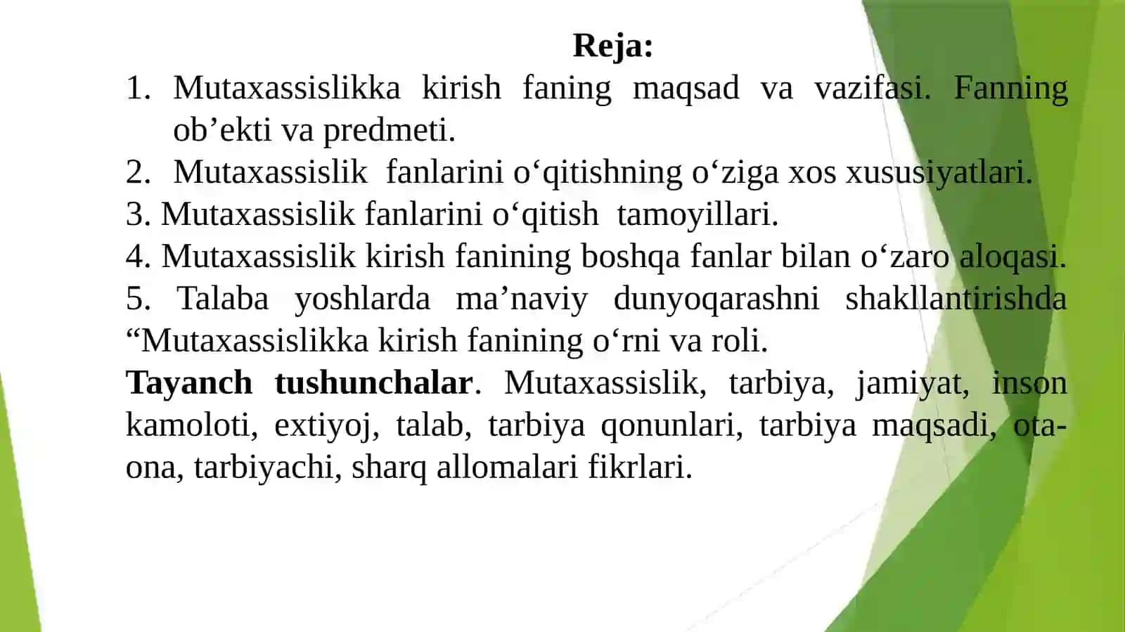 MUTAXASSISLIKKAKIRISH FANSIFATIDA 2
