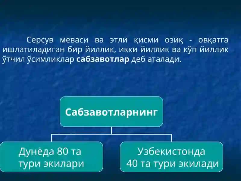 Сабзавот экинларининг гурухланиши 2