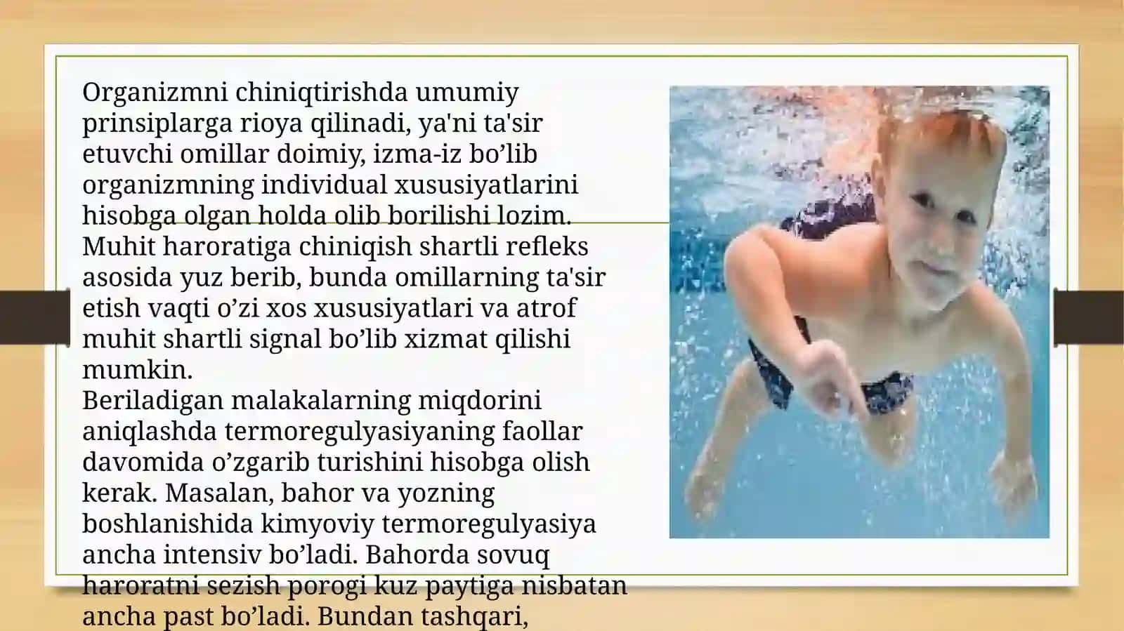 Organizmni chiniqtirish usullari 2