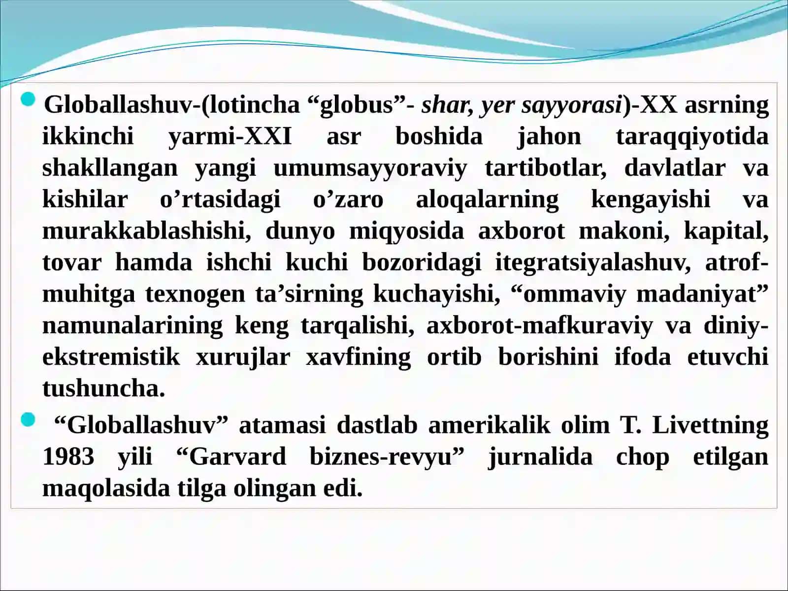 Globallashuv Ijtimoiy Taraqqiyot Indensiyasi 2