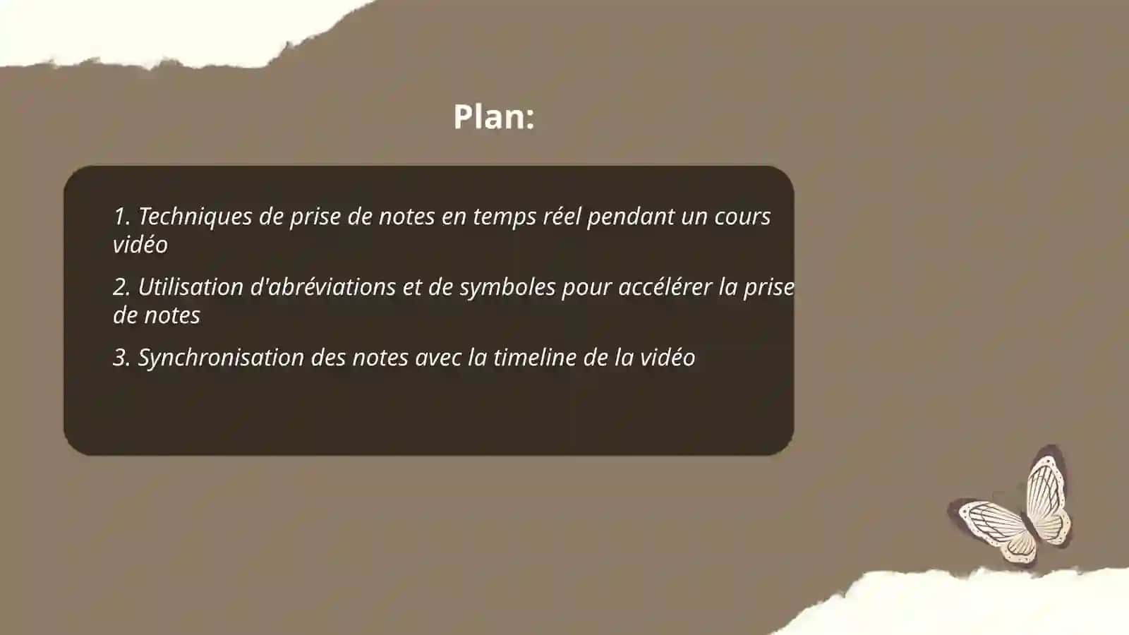 Techniques de prise de notes pendant un cours vidéo 2