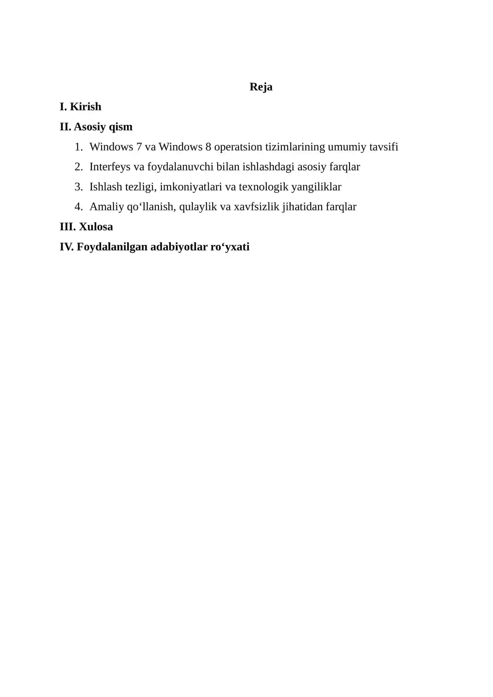 WINDOWS 7 OPERATSION TIZIMI VA WINDOWS 8 OPERATSION TIZIMI O'RTASIDAGI ASOSIY FARQLAR 2