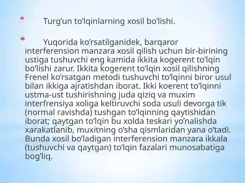 Yorug’likning turg’unto’lqinlari 2