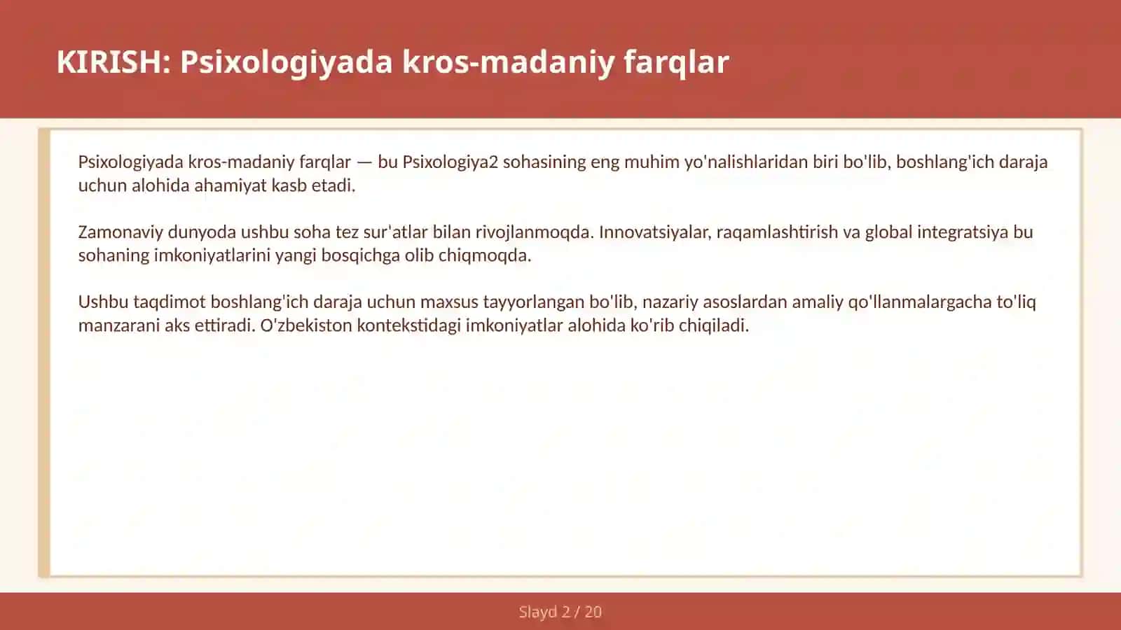 Psixologiyada Kros-Madaniy Farqlar 2