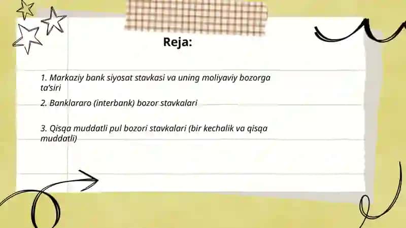 Moliyaviy bozor stavkalari 2