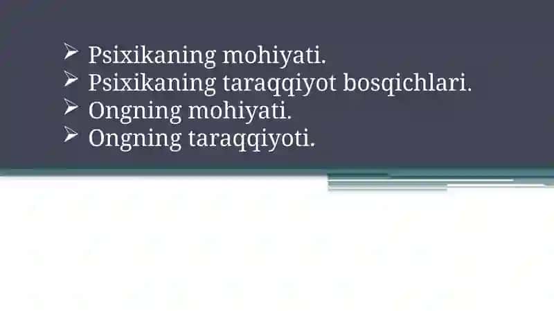Psixika va Ongning Taraqqiyoti 2