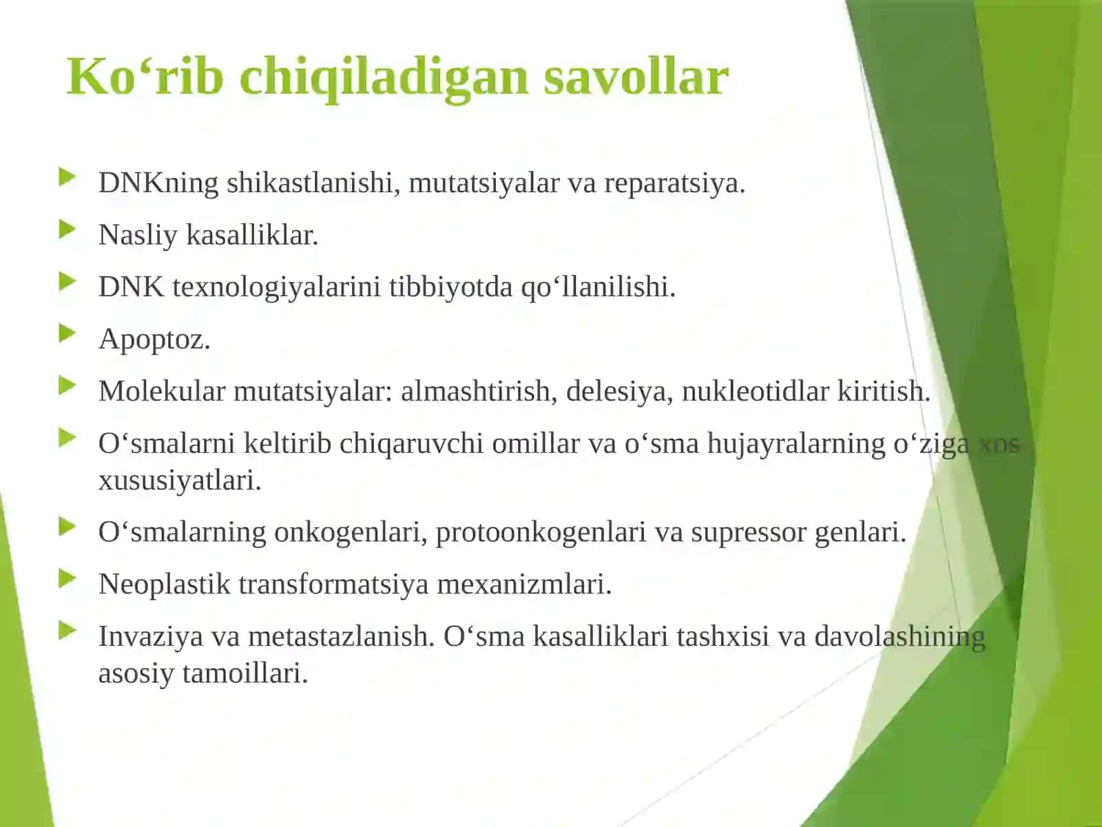 Mutatsiyalar va kanserogenez 2