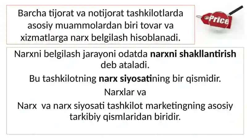 “Narxsiyosati”.I-mashg’ulot 2
