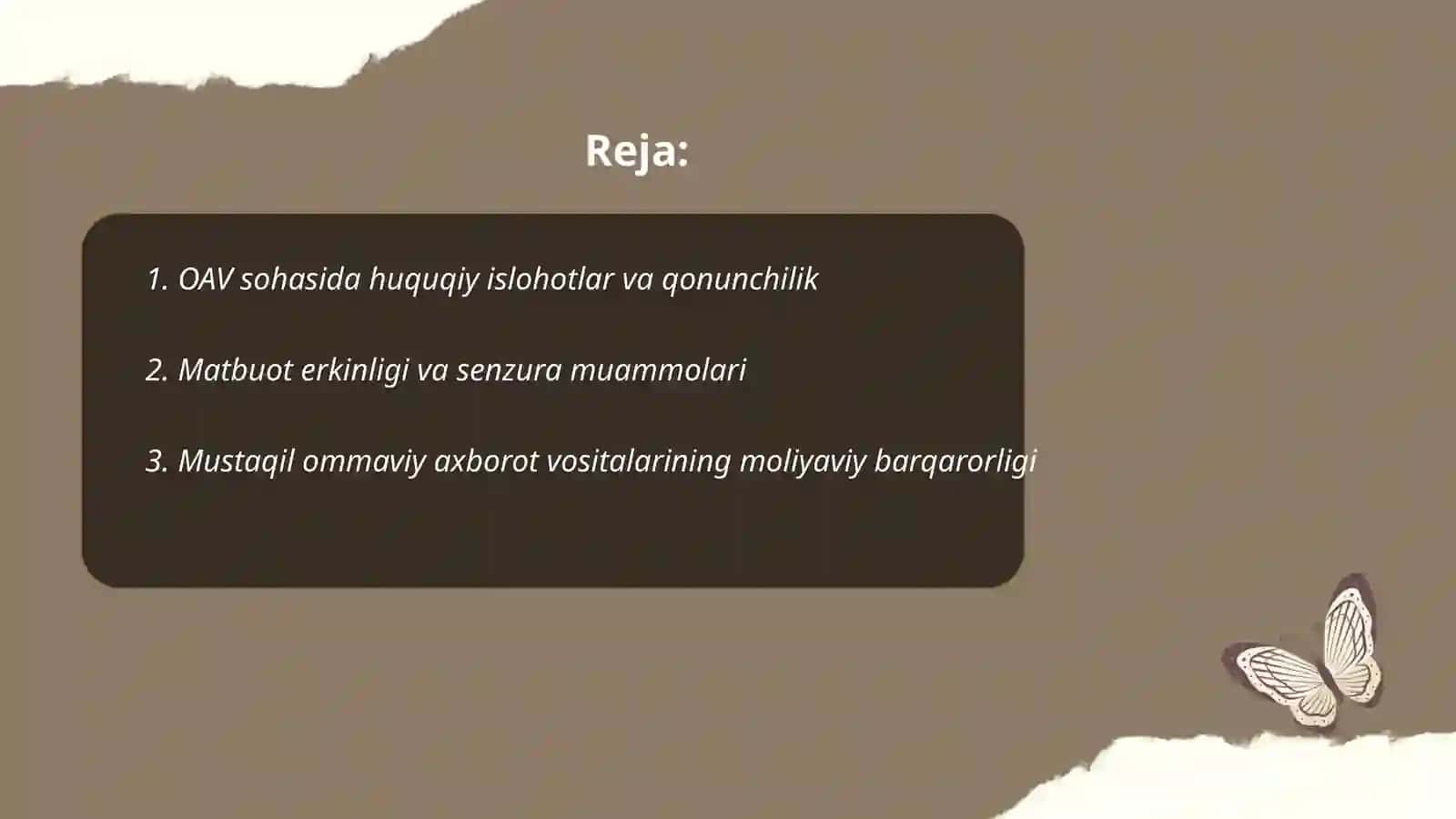 O‘zbekiston Respublikasida ommaviy axborot vositalarining faoliyati (o‘zgarish va muammolar) 2