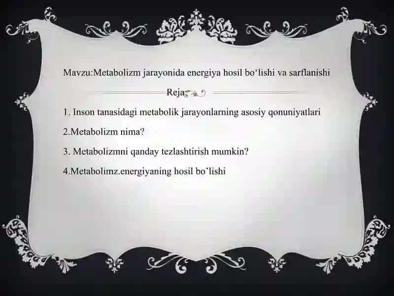 Toshkent Tibbiyot Akademiyasi Termiz filiali Pediatriya fakulteti Tibbiy profilaktika yo’nalishi 101”A”-guruh talabasi Jumaqulova Mehribonun tibbiy kimyo fanidan tayyorlangan taqdimoti 2