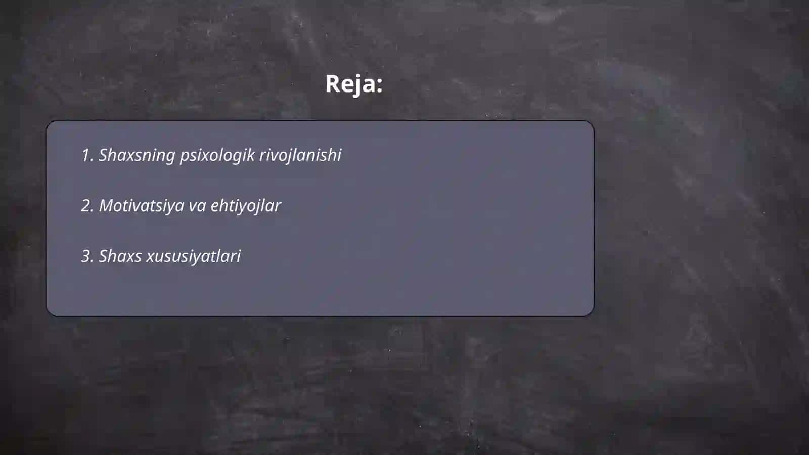 Chet shaxs pisixalogiyasi 2