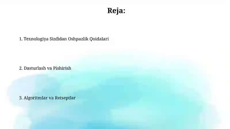 Taom pishirish qoidalari 2