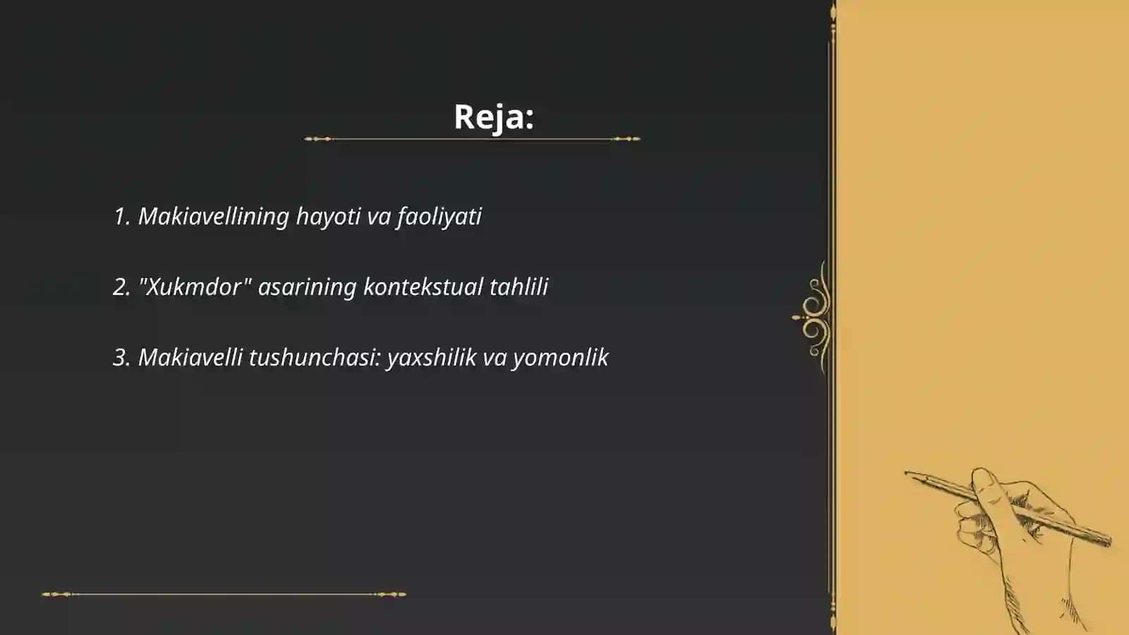Makivellining "Xukmdor" asari boʻyicha taqdimot tayyorlash 2