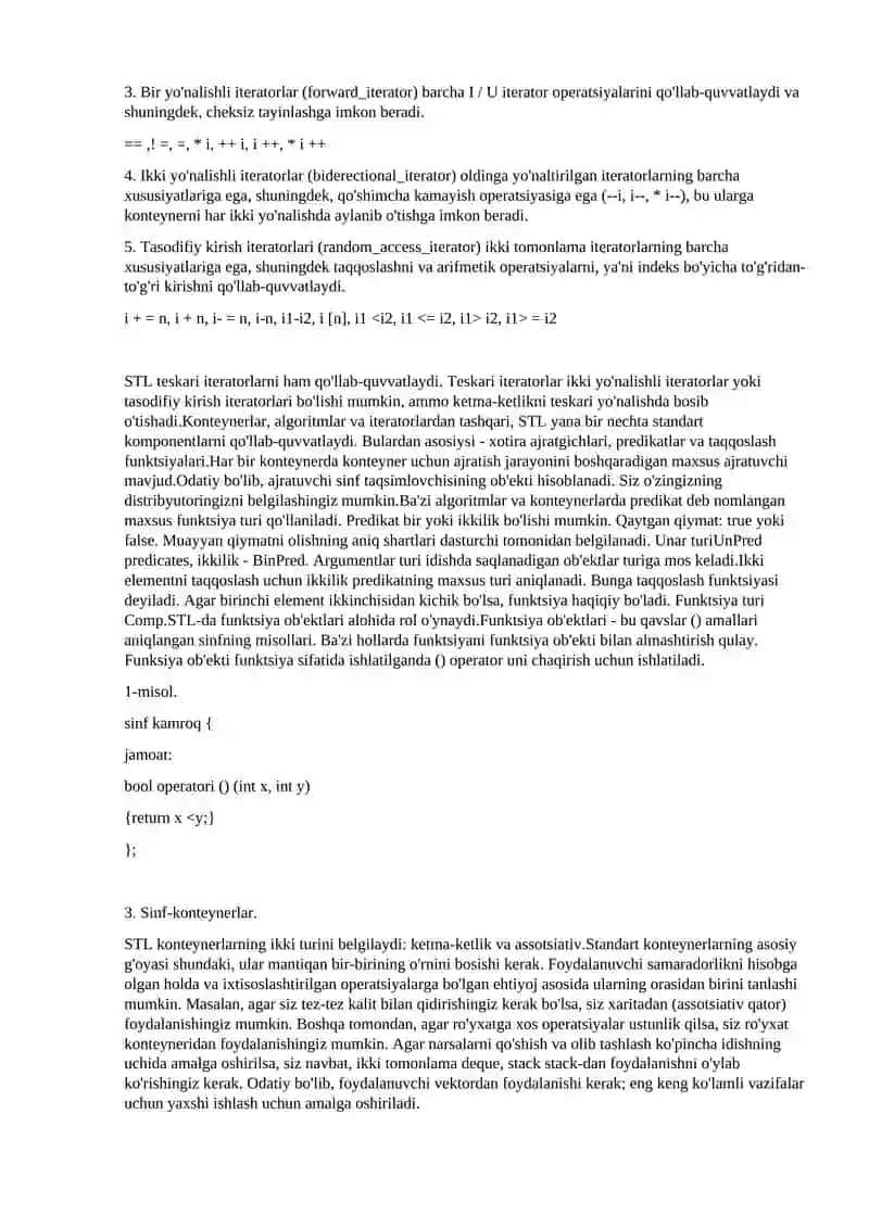 STANDART SHABLONLAR KUTUBXONASI STL C ++ 2