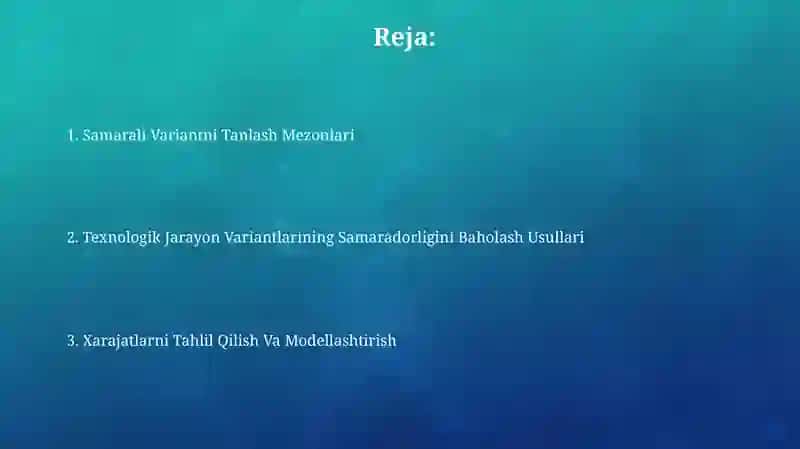 Xarajatlarni Tahlil Qilish va Modellaştirish 2