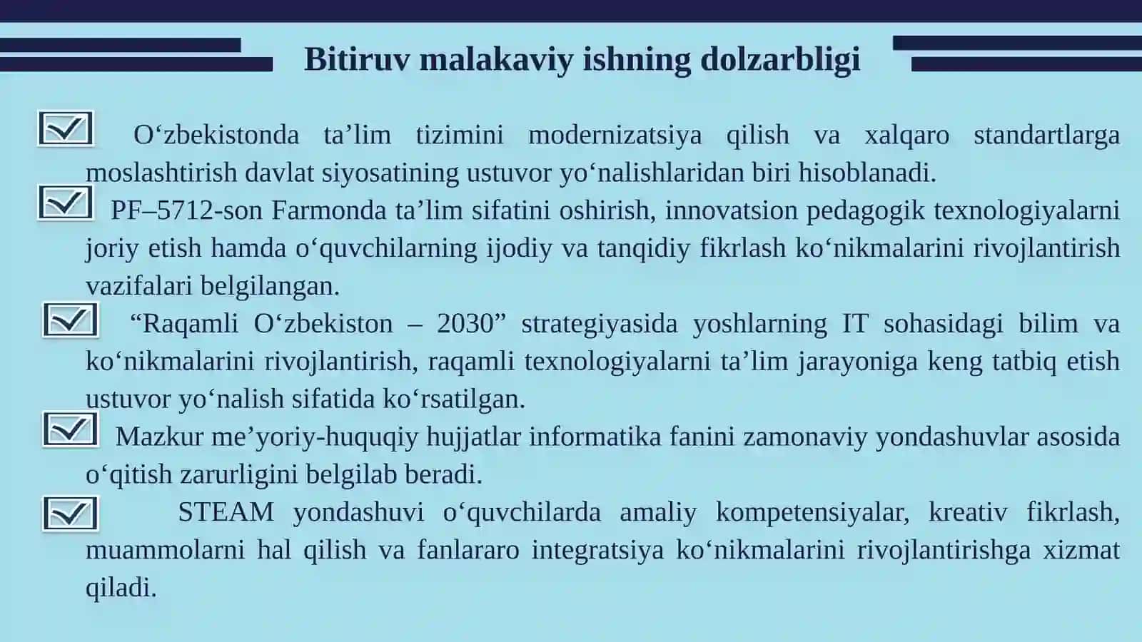 INFORMATIKA VA AT FANINI STEAM YONDASHUVI ASOSIDA O‘QITISH METODIKASI 2