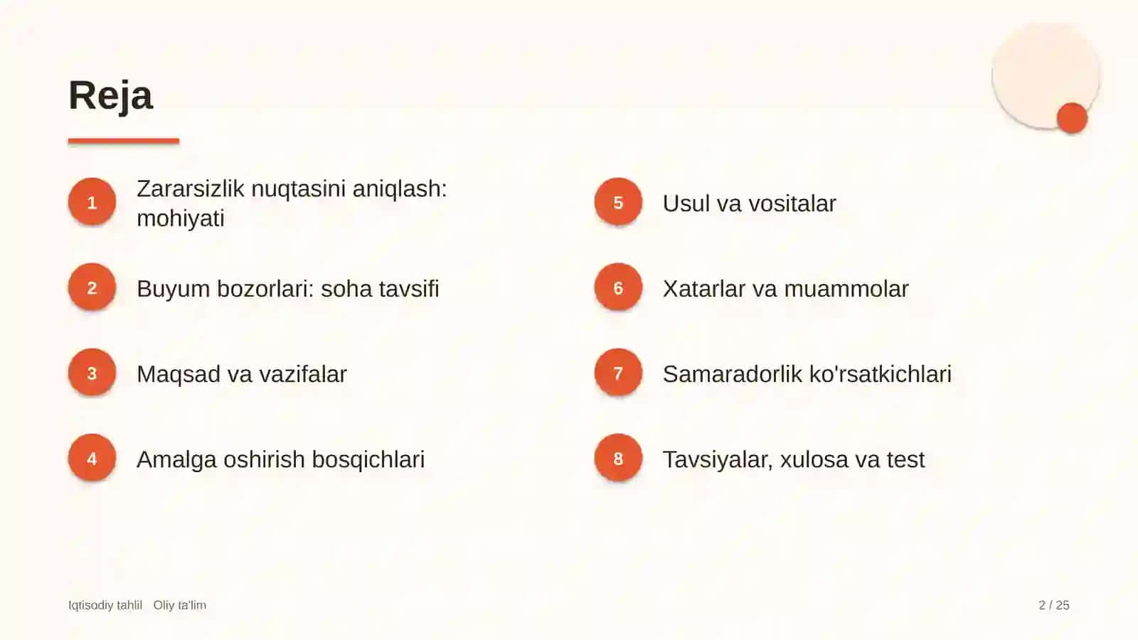 Buyum bozorlarida zararsizlik nuqtasini aniqlash 2