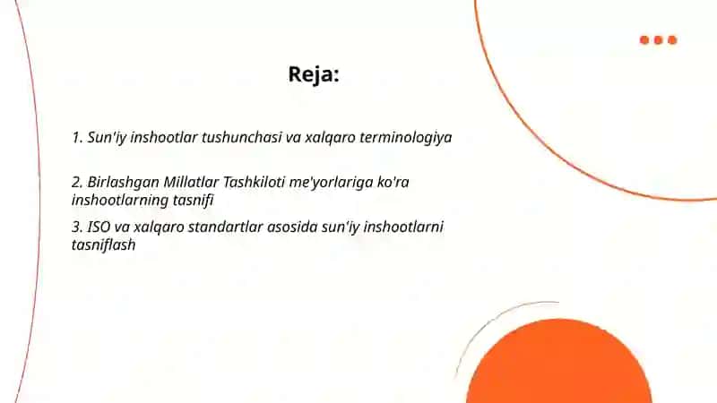 Sun'iy Inshootlarning Xalqaro Tasniflari 2