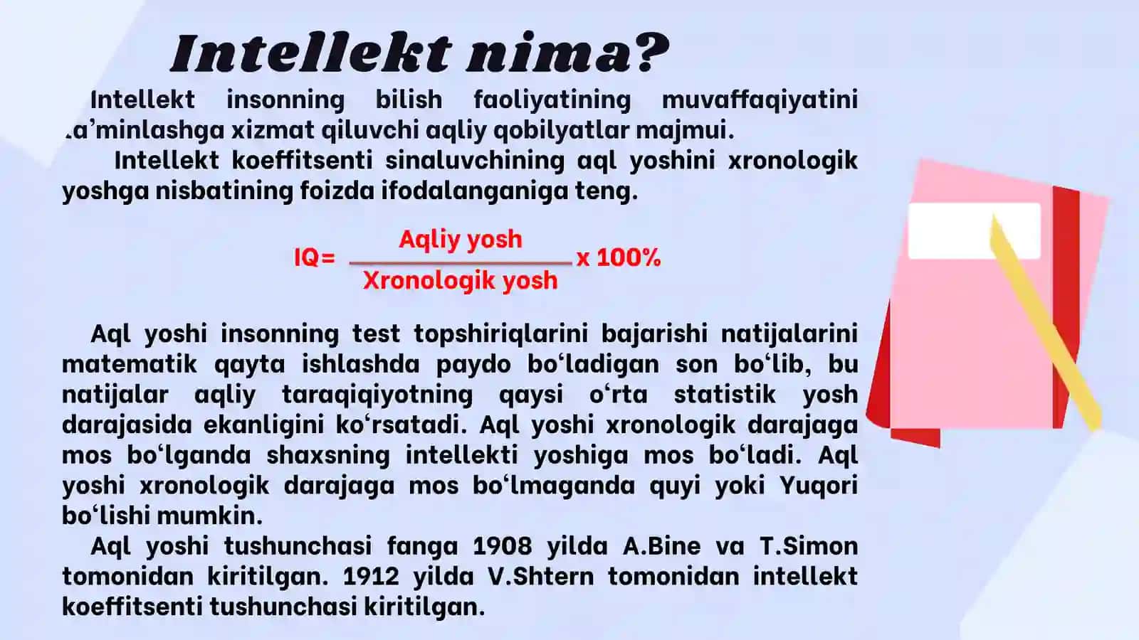Intellekt modellari va intellekt test turlari 2