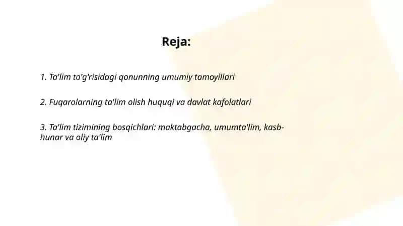Ta’lim To’g’risida qonun 2
